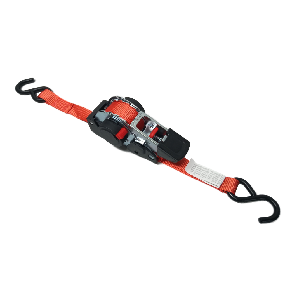 Dureno - Retractable Ratchet Strap ( S Hook ) - 640 KG Break Strength - 1" X 11.5' - AR25S